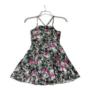 Milly Minis Dress Girls 10 Black‎ Floral Fit Flare Sleeveless Lined Fancy Party